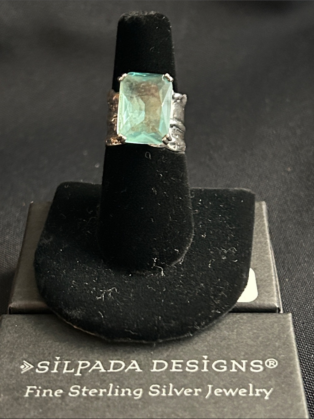 Silpada R1608 Sterling Silver & Aqua Glass Ring